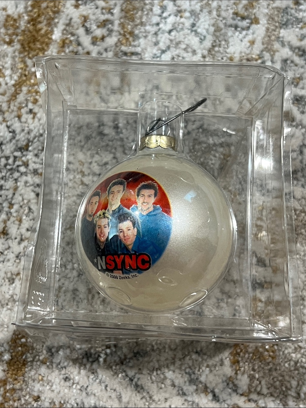 vintage 2000 *NSYNC round glass Christmas ornament made by Zeek z28